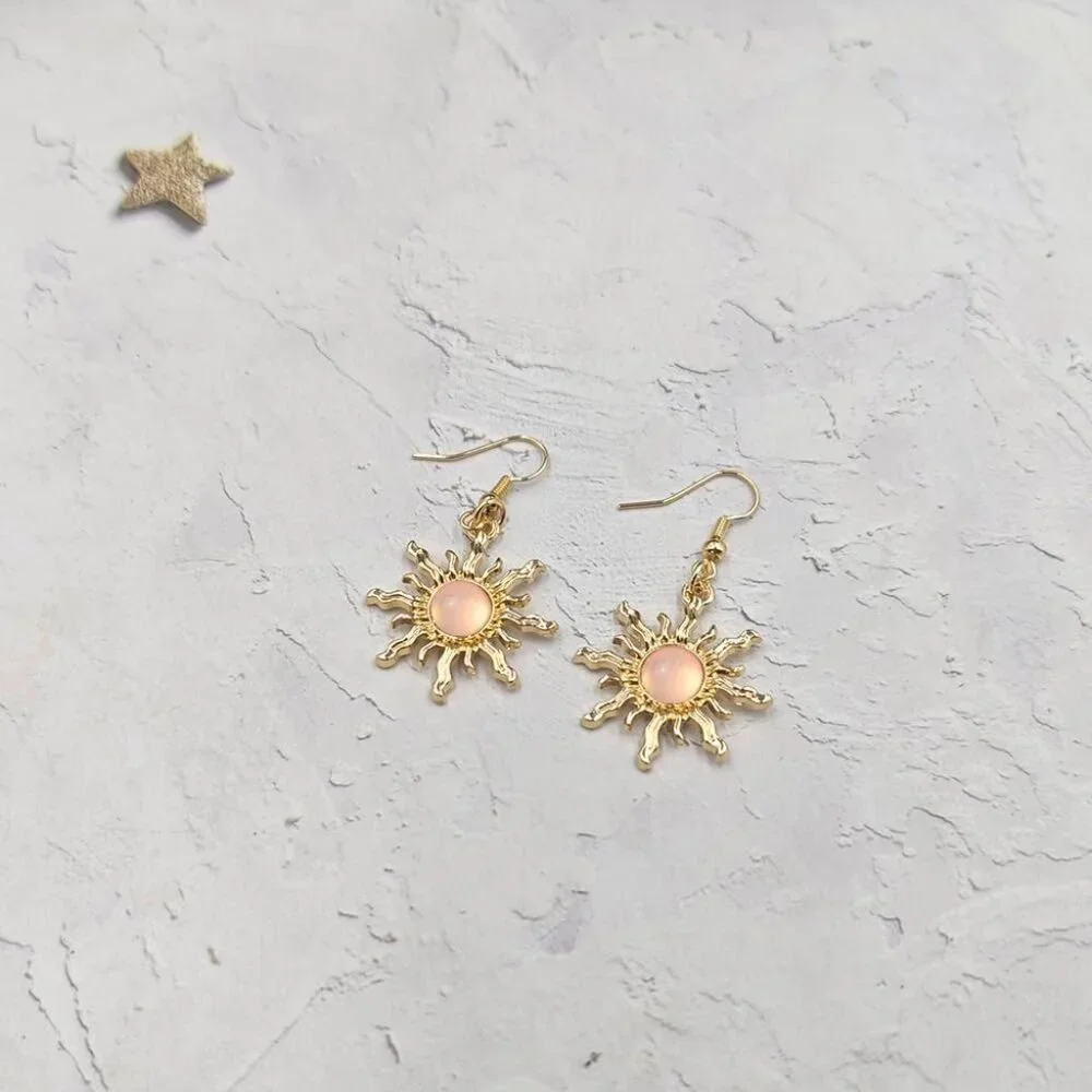 Boho Sun Crystal Earrings for Women Dainty Sun Dangle Earrings Boho Hippie Earri_4
